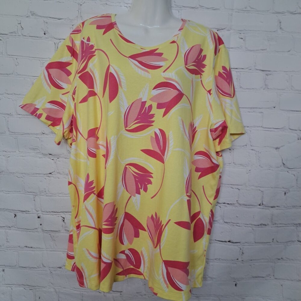 Kim Rogers Perfectly Soft 100% Cotton Floral Top Size 2X
